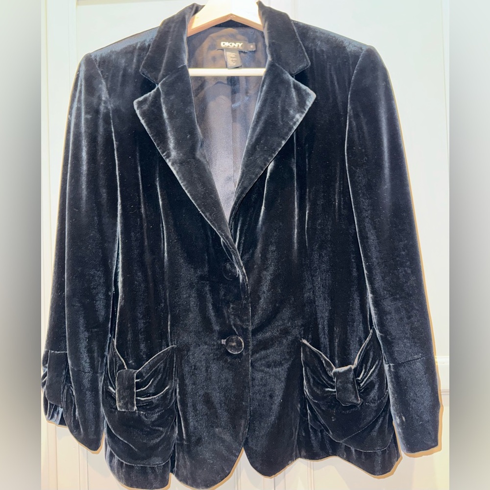DKNY Black Velvet Women's Blazer